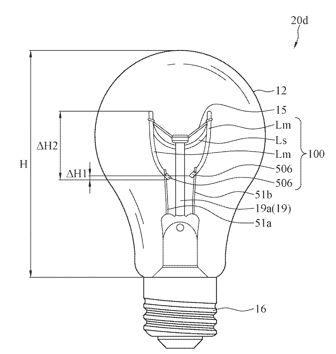 Patent drawing of a lightbulb with numbered callouts