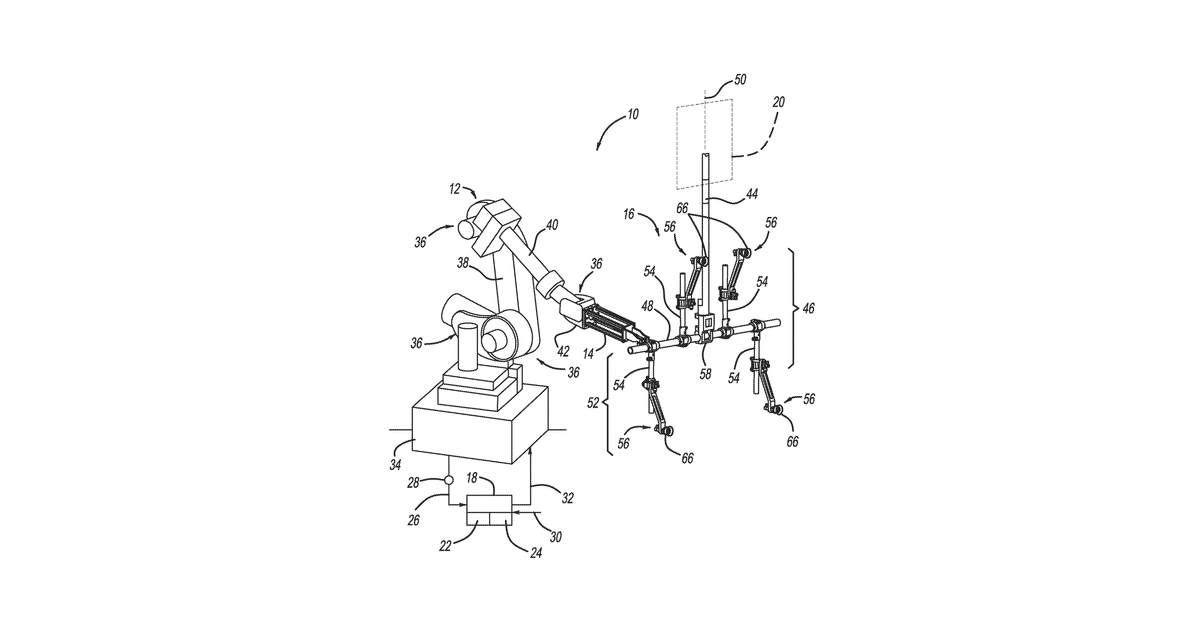 Patent drawing for Robotic system with reconfigurable end-effector assembly