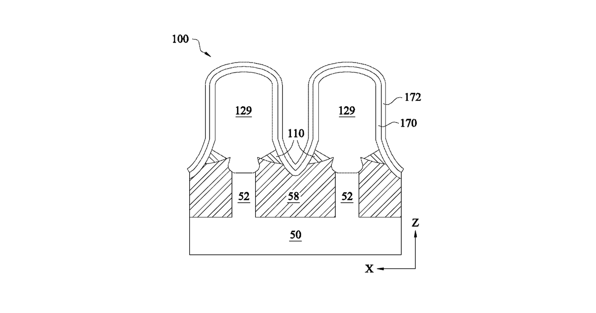 Patent drawing for Semiconductor devices, FinFET devices, and manufacturing methods thereof