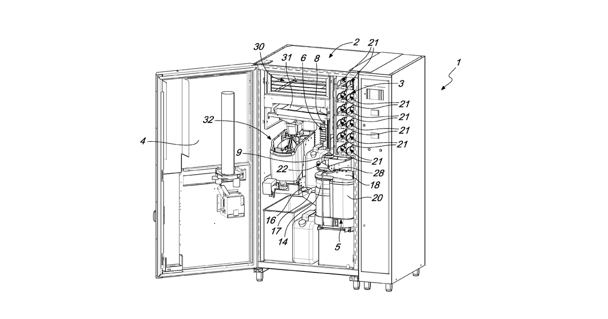 Patent drawing for Beverage vending machine