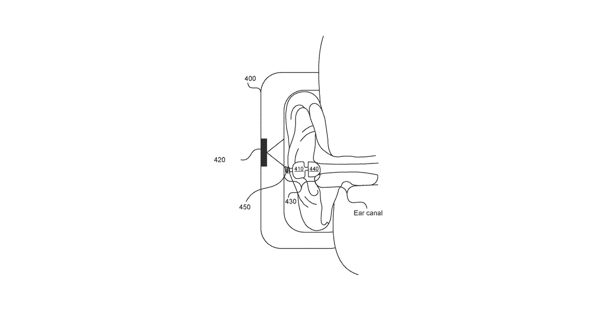 Patent drawing for Headphones with combined ear-cup and ear-bud