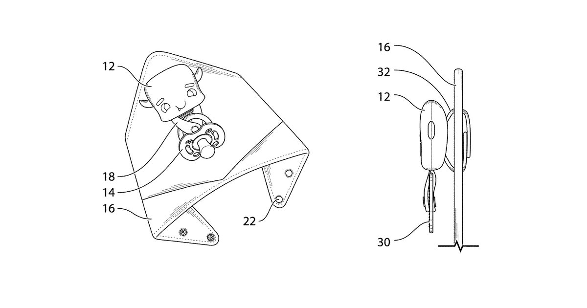 Patent drawing for Bib toy teething device