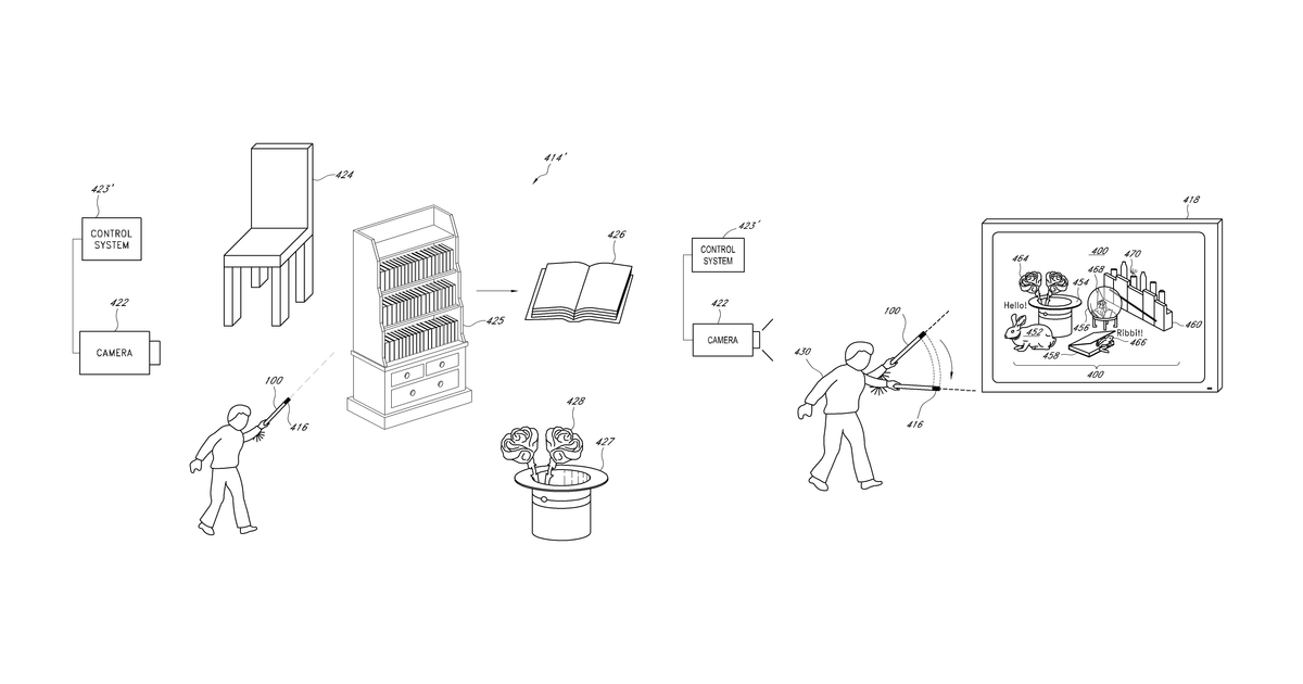 Patent drawing for Wireless interactive game having both physical and virtual elements