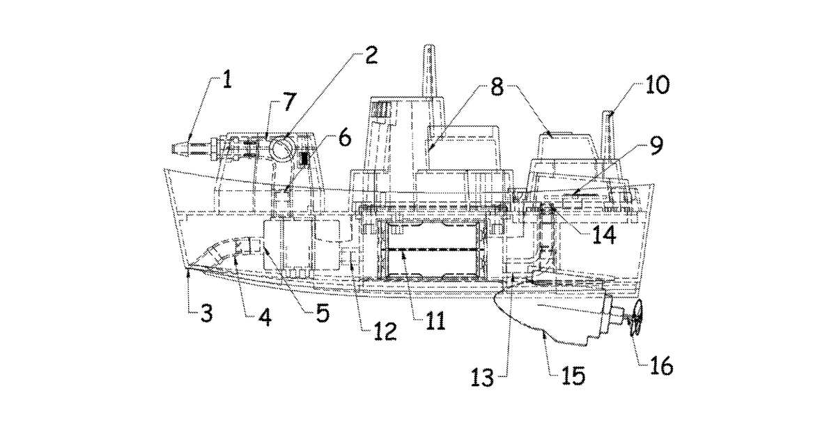 Patent drawing for Sinkable toy warships