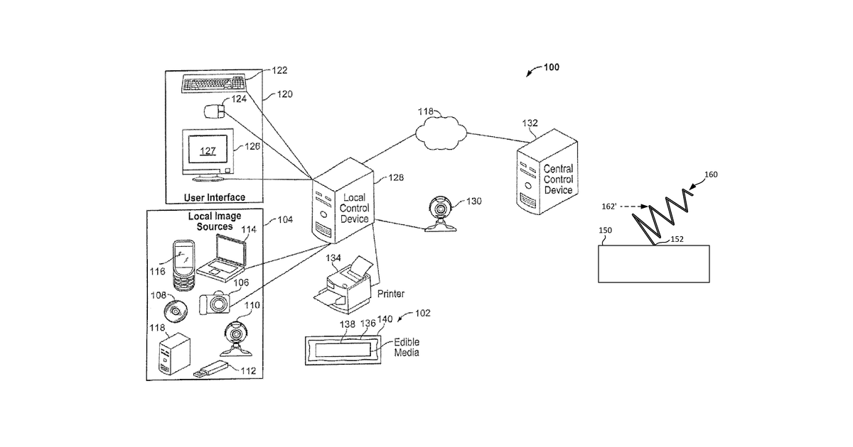 Patent drawing for Decorating system for edible items