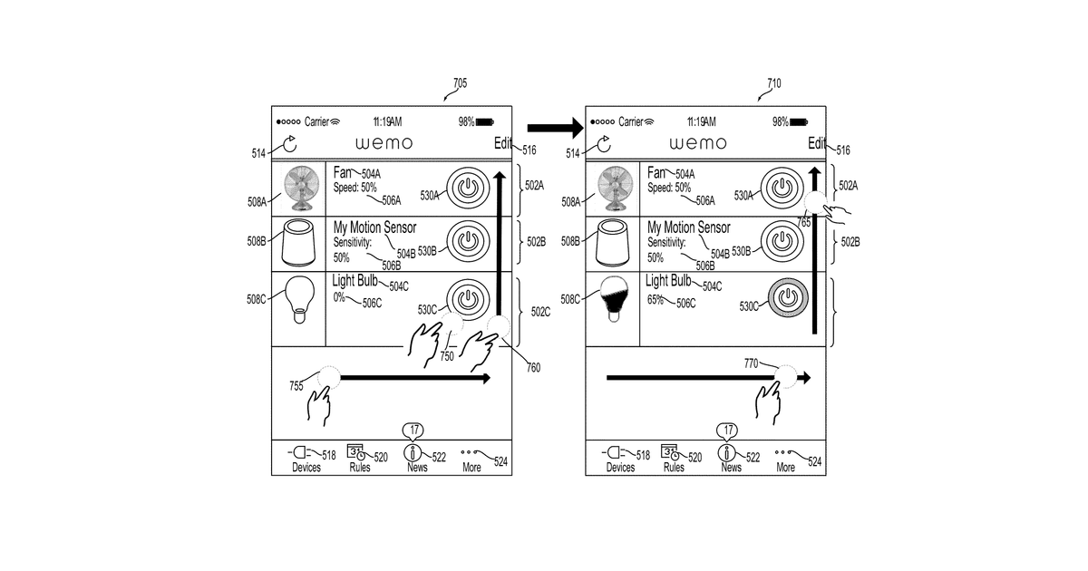 Patent drawing for Controlling settings and attributes related to operation of devices in a network