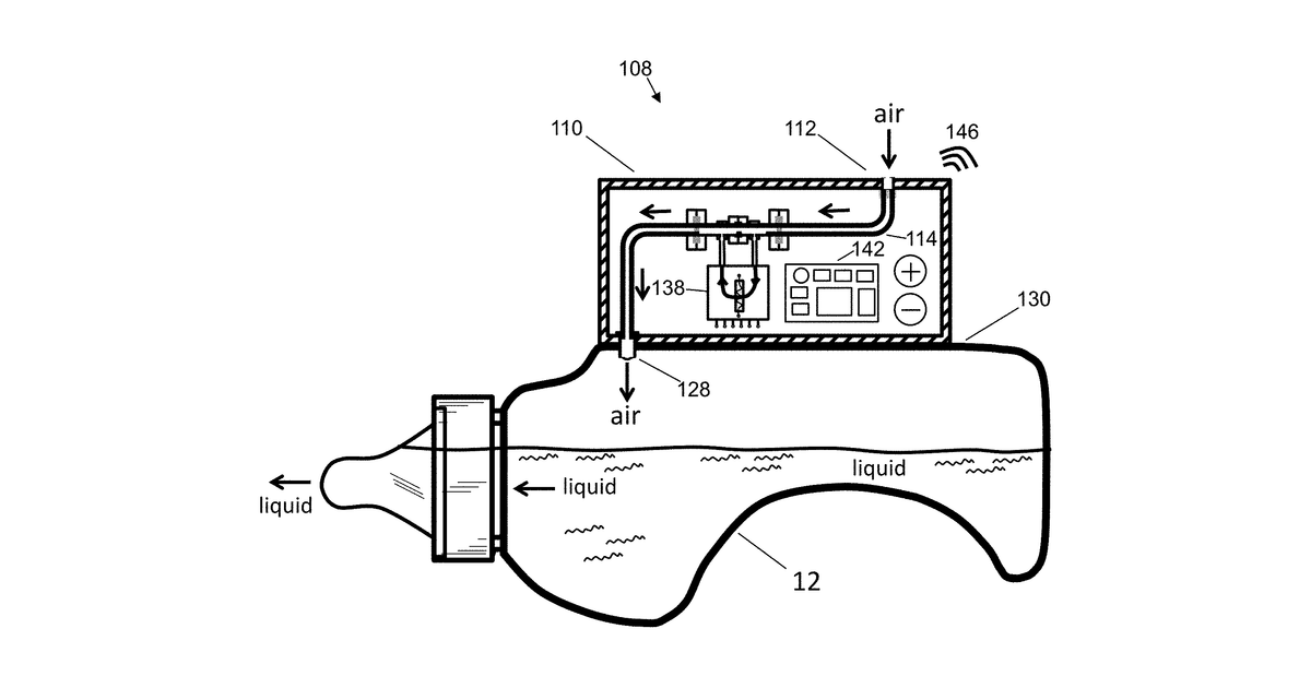 Patent drawing for Instrumented feeding bottle for assessing oral feeding skills