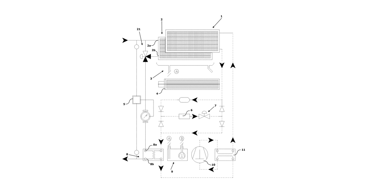 Patent drawing for Air conditioning system, peripheral air-conditioning unit thereof and water pipeline upgrading method for heating purposes