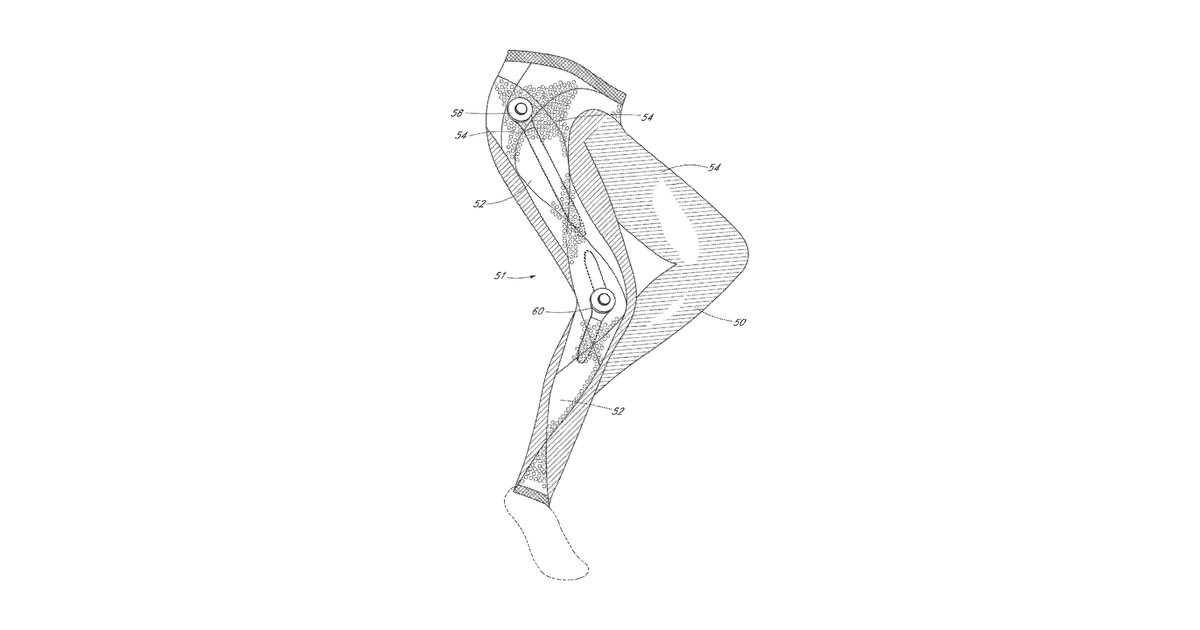 Patent drawing for Toning garment with modular resistance unit docking platforms