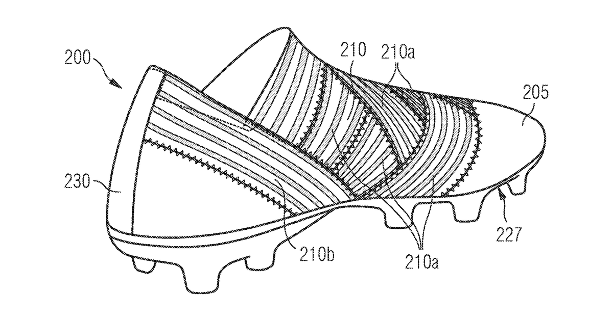 Patent drawing for Upper for a shoe