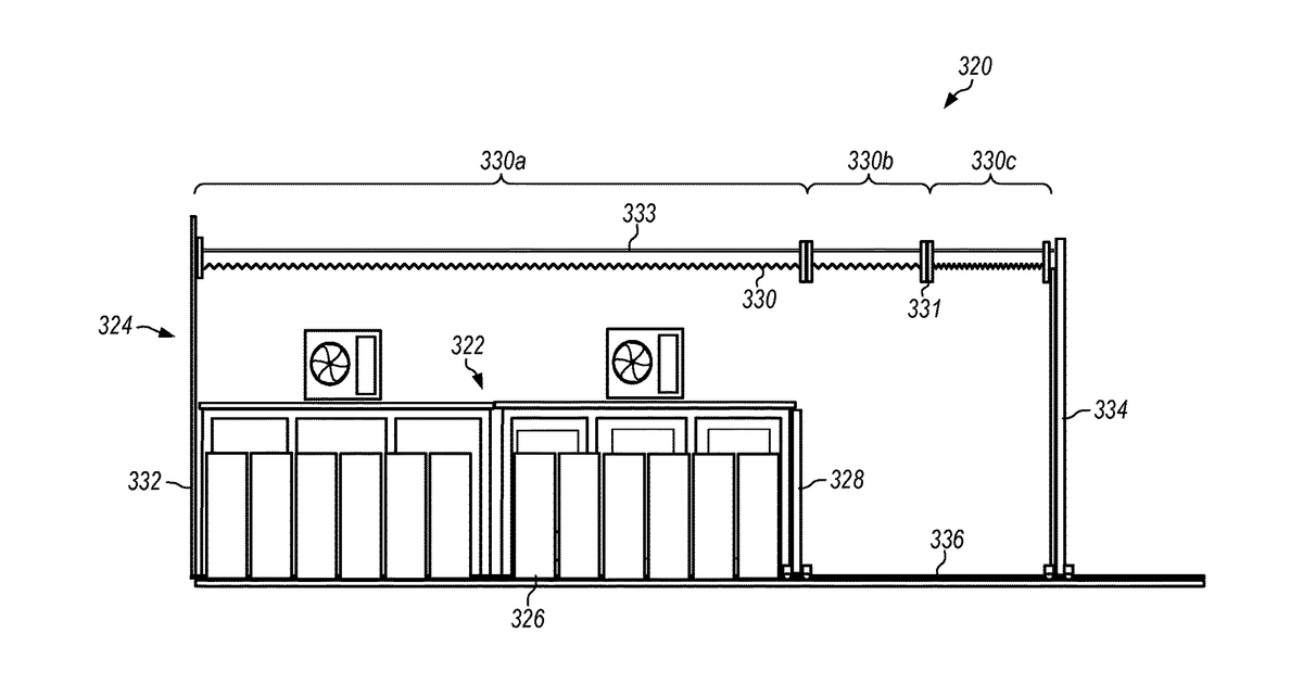 Patent drawing for Expandable data center with movable wall