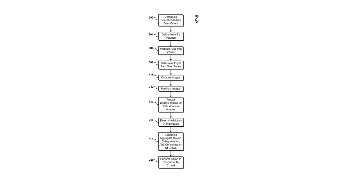Patent drawing for Crowd detection, analysis, and categorization