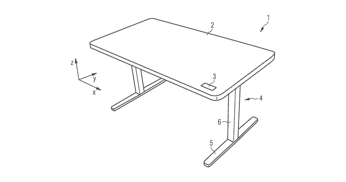 Patent drawing for Electrically height-adjustable table