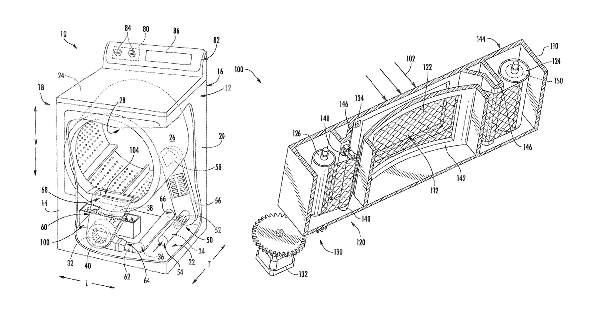 Patent drawing for Lint collection assembly for a dryer appliance