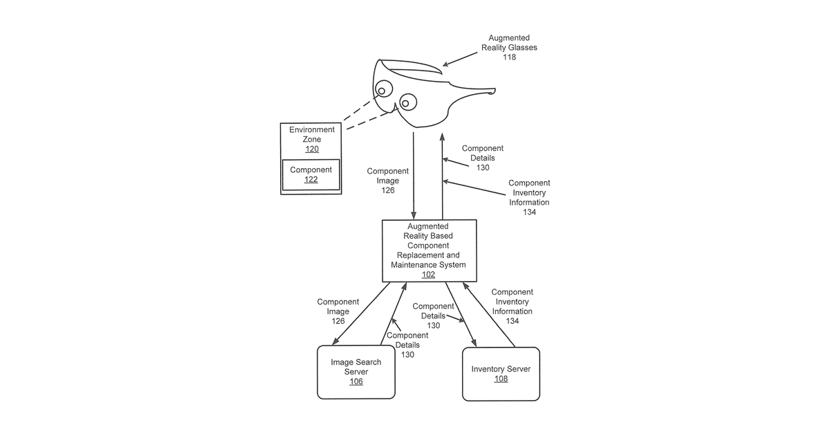 Patent drawing for Augmented reality based component replacement and maintenance