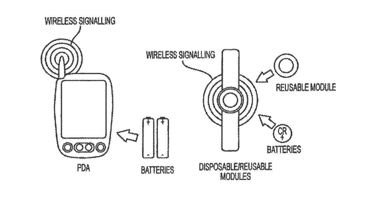 Patent drawing for Autonomous, ambulatory analyte monitor or drug delivery device