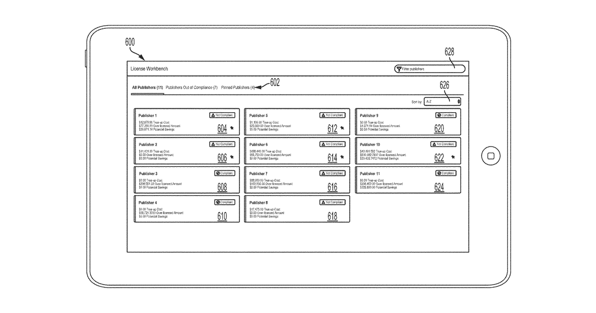 Patent drawing for Graphical user interfaces for software asset management