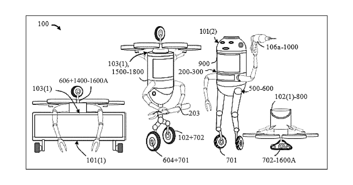 Patent drawing for Robot and drone array