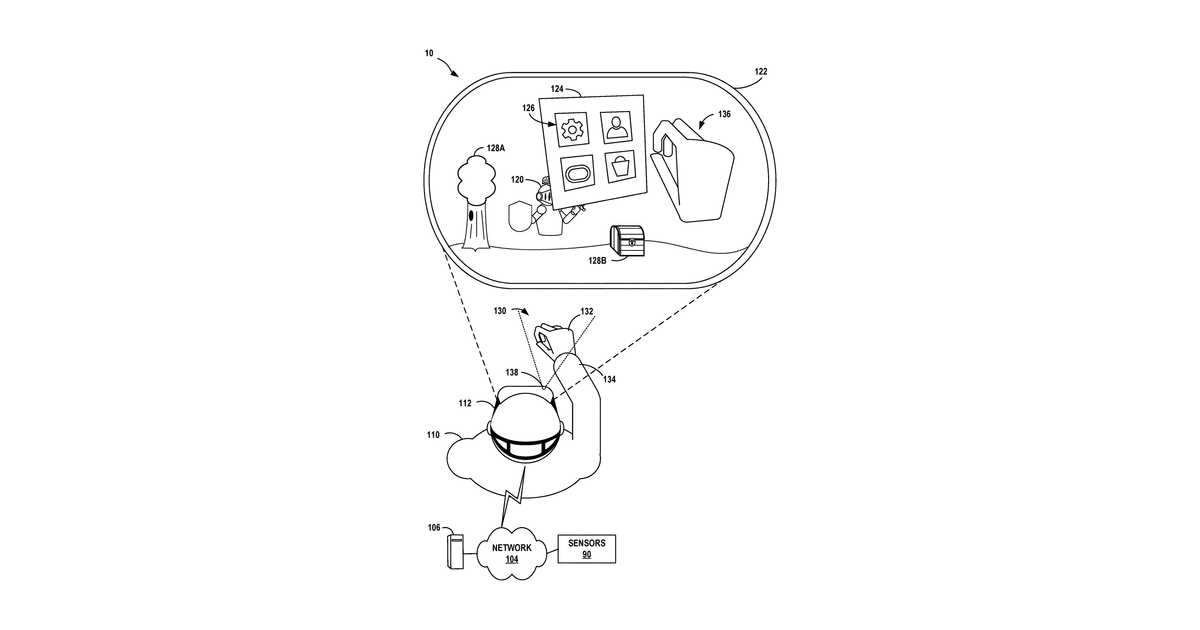 Patent drawing for Artificial reality systems with personal assistant element for gating user interface elements