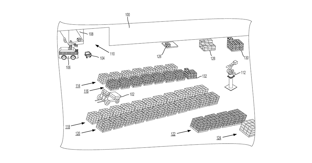 Patent drawing for Optimization of warehouse layout based on customizable goals