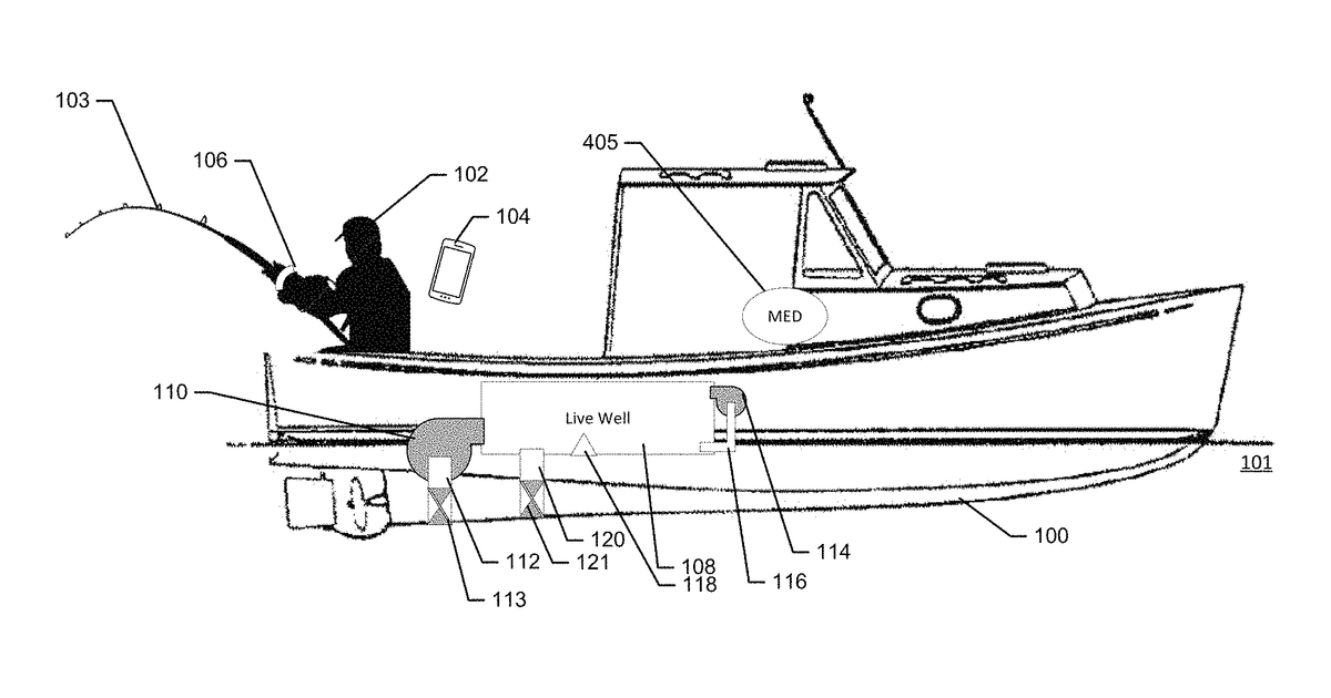 Patent drawing for Livewell operation and control for a vessel