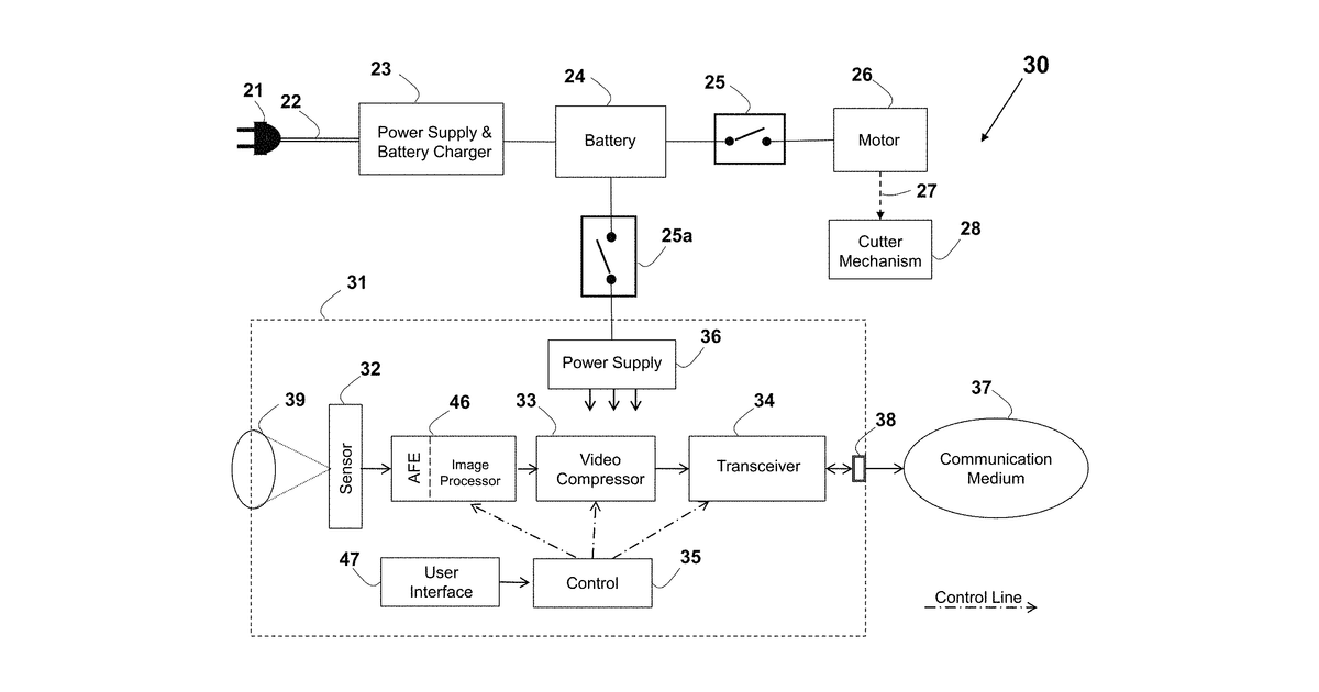 Patent drawing for Electric shaver with imaging capability