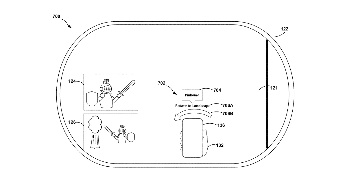 Patent drawing for Virtual pinboard interaction using a peripheral device in artificial reality environments