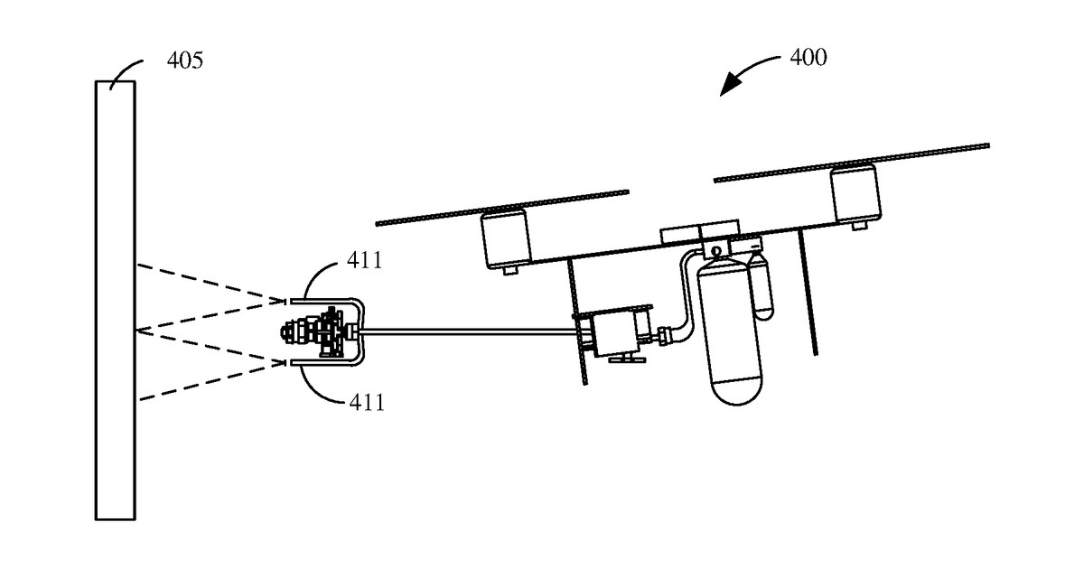 Patent drawing for Aerial fluid spraying system