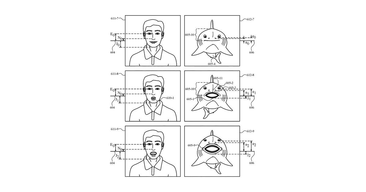 Patent drawing for Virtual avatar animation based on facial feature movement