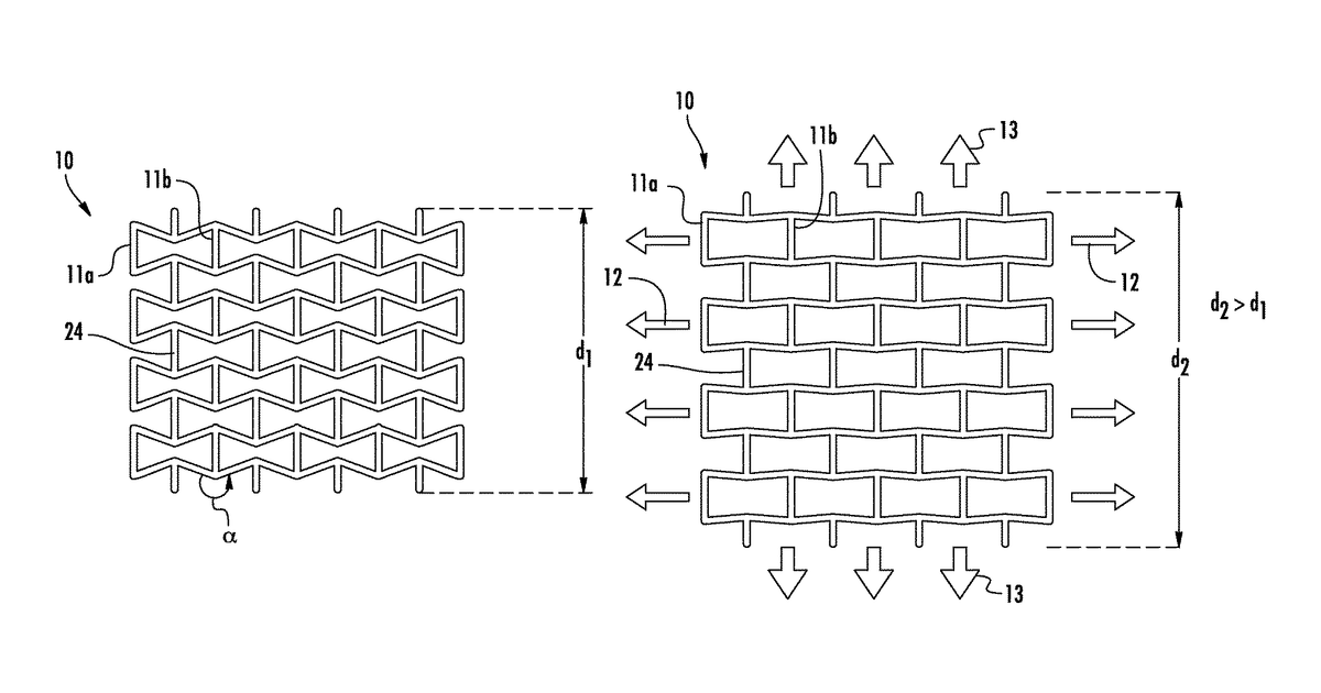 Patent drawing for Article of apparel including fabric having auxetic structure
