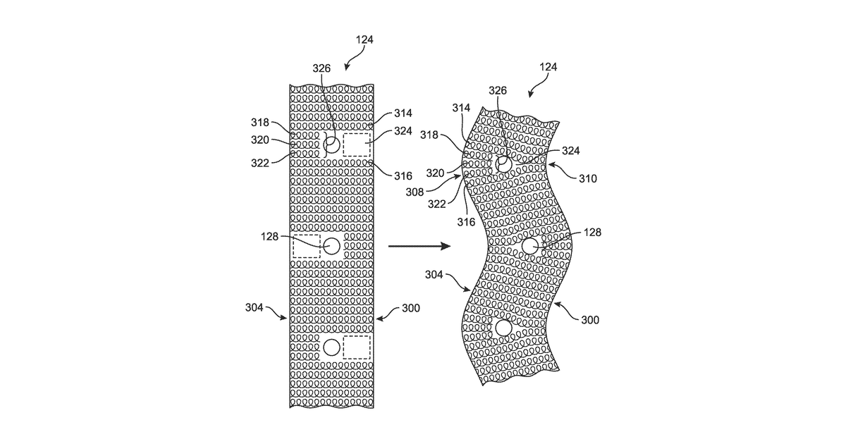 Patent drawing for Article of footwear incorporating a curved knitted lacing element