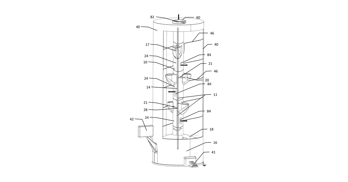 Patent drawing for Vertical hydroponic growing system and method