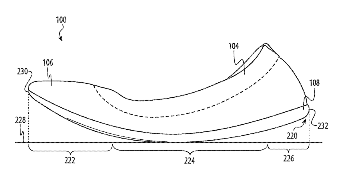 Patent drawing for Knit shoes with elastic region