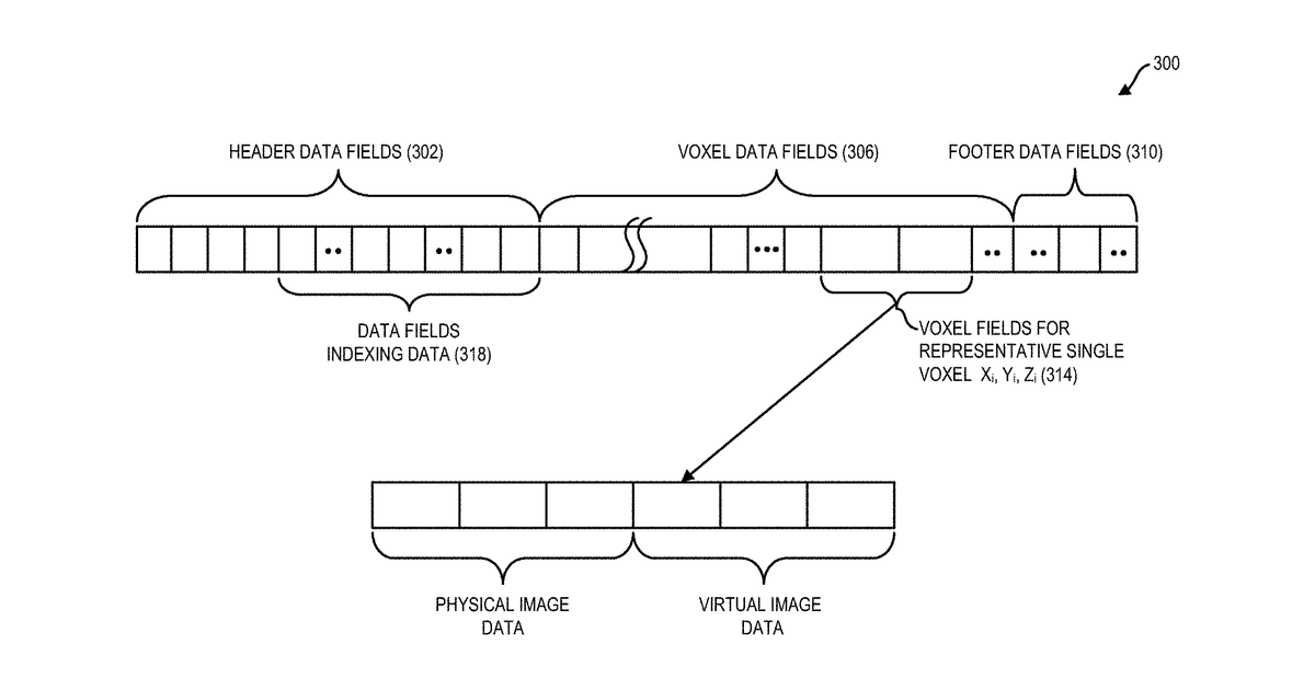 Patent drawing for Mixing virtual image data and physical image data