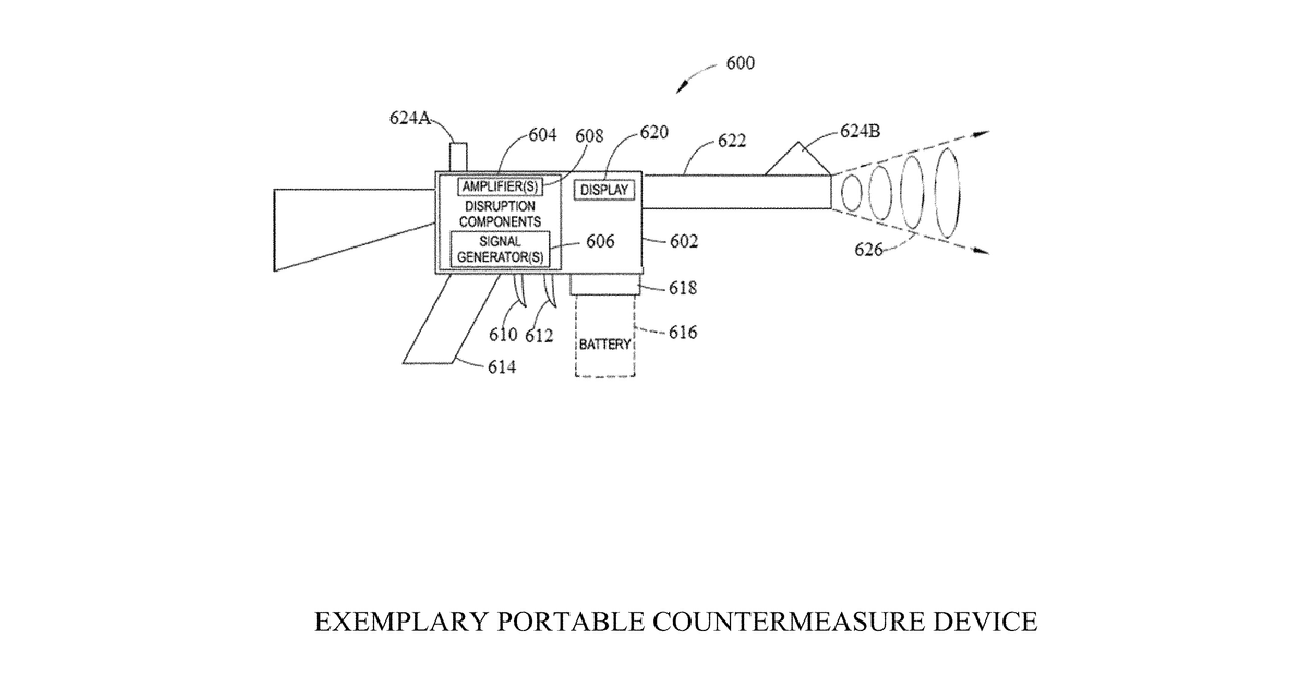 Patent drawing for Identifying, tracking, and disrupting unmanned aerial vehicles