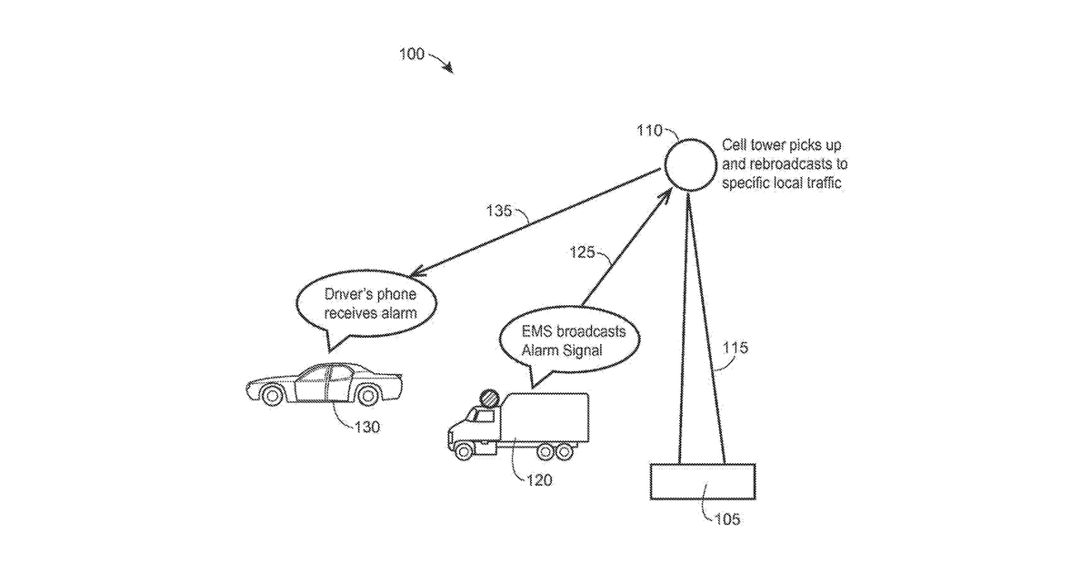 Patent drawing for Generating emergency vehicle warnings