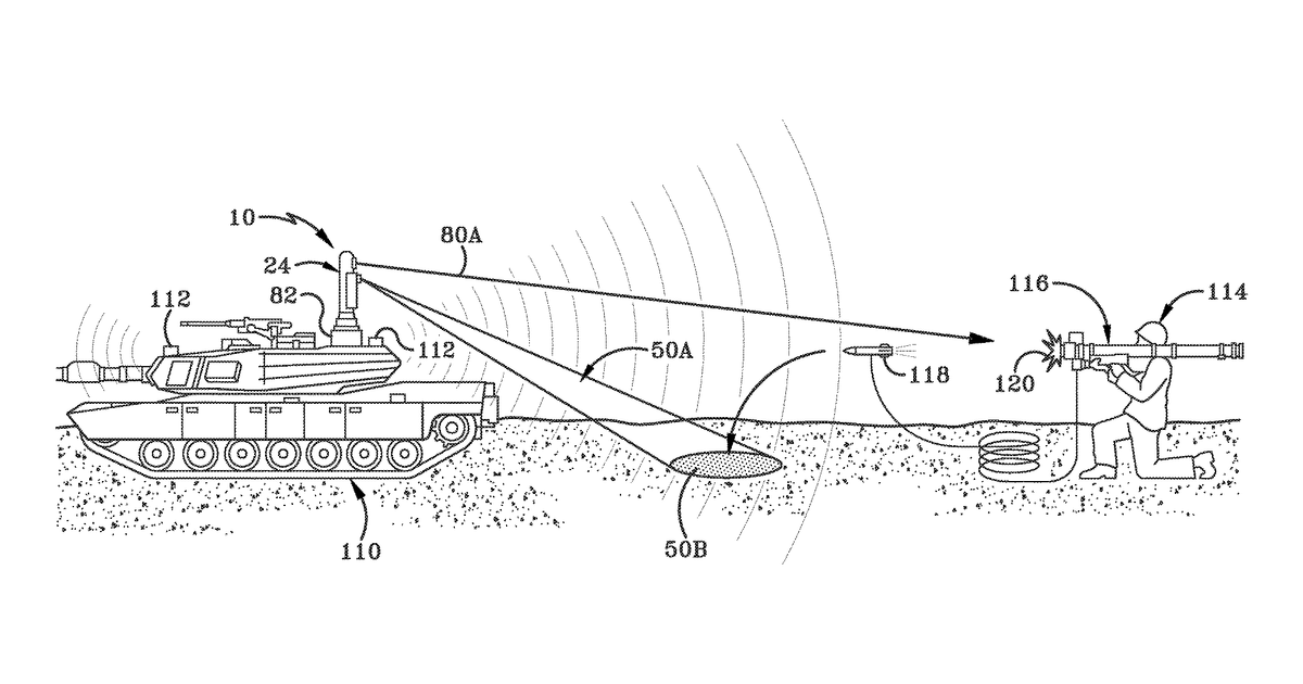 Patent drawing for Soft kill laser configuration for ground vehicle threats