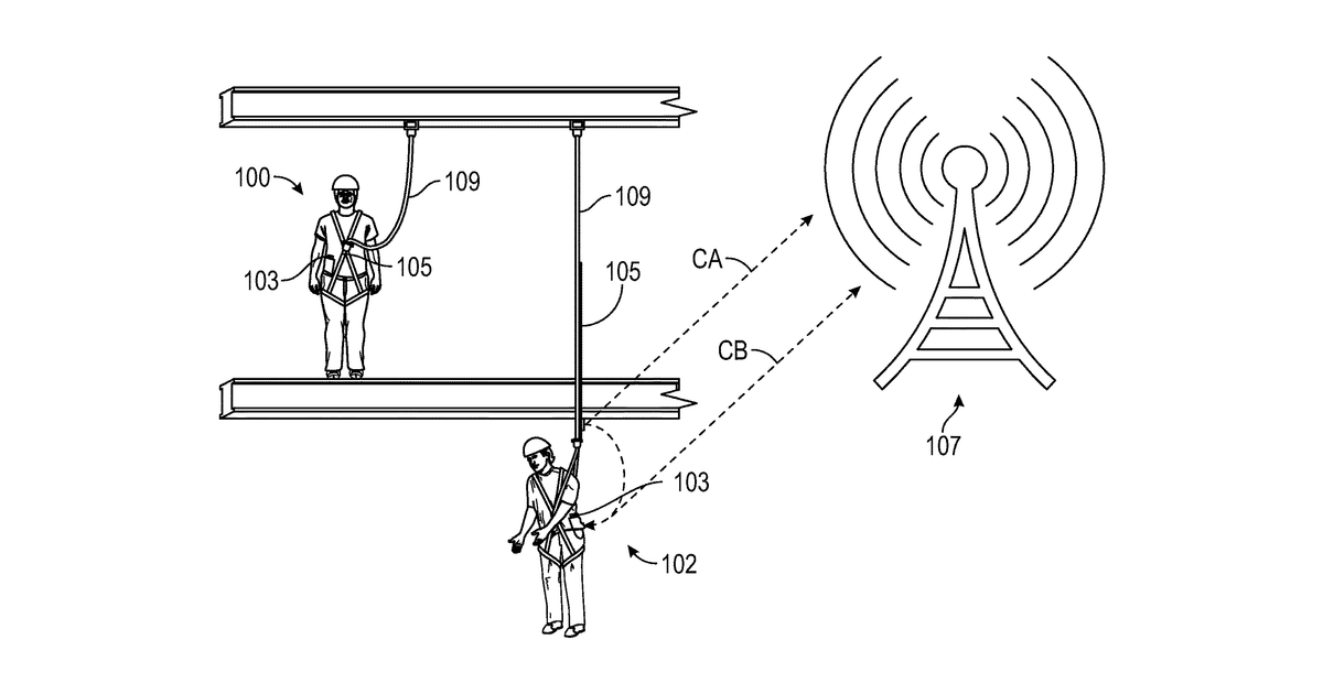 Patent drawing for Methods and apparatus for generating energy using fall protection devices
