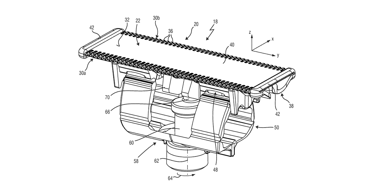 Patent drawing for Blade set, hair cutting appliance, and related manufacturing method