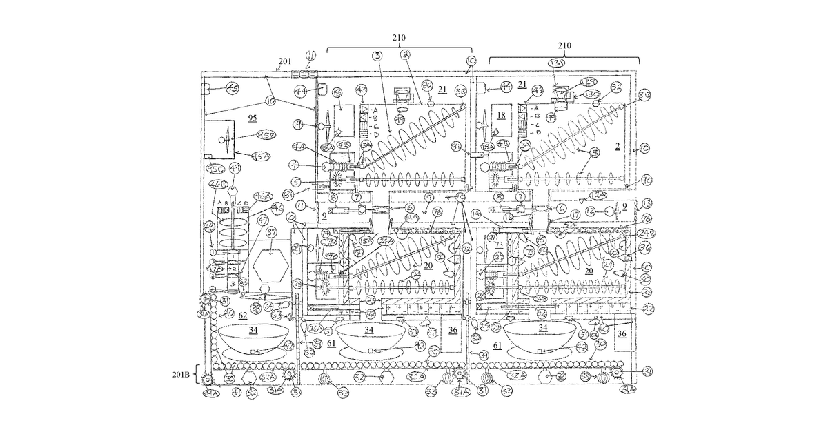 Patent drawing for Apparatus, systems and methods for preparing and dispensing foods