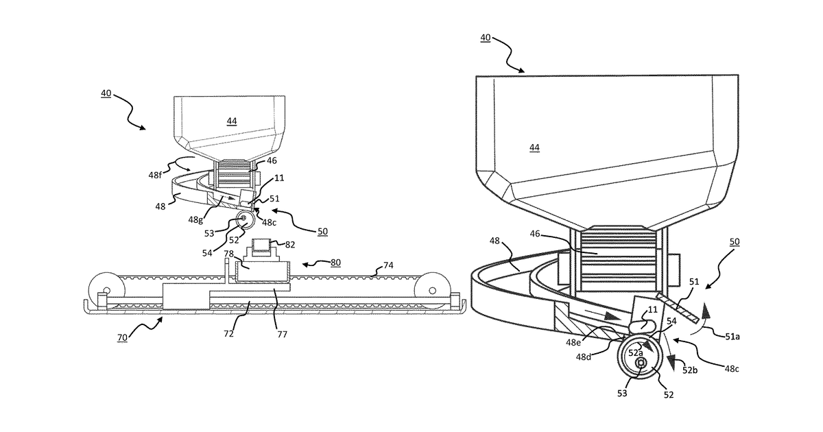 Patent drawing for Pill dispensers, systems and/or methods