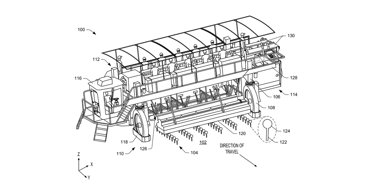 Patent drawing for Positional tracking of harvester within field