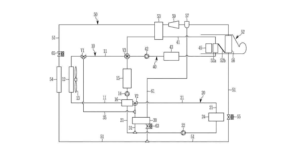 Patent drawing for Heat pump system for vehicle
