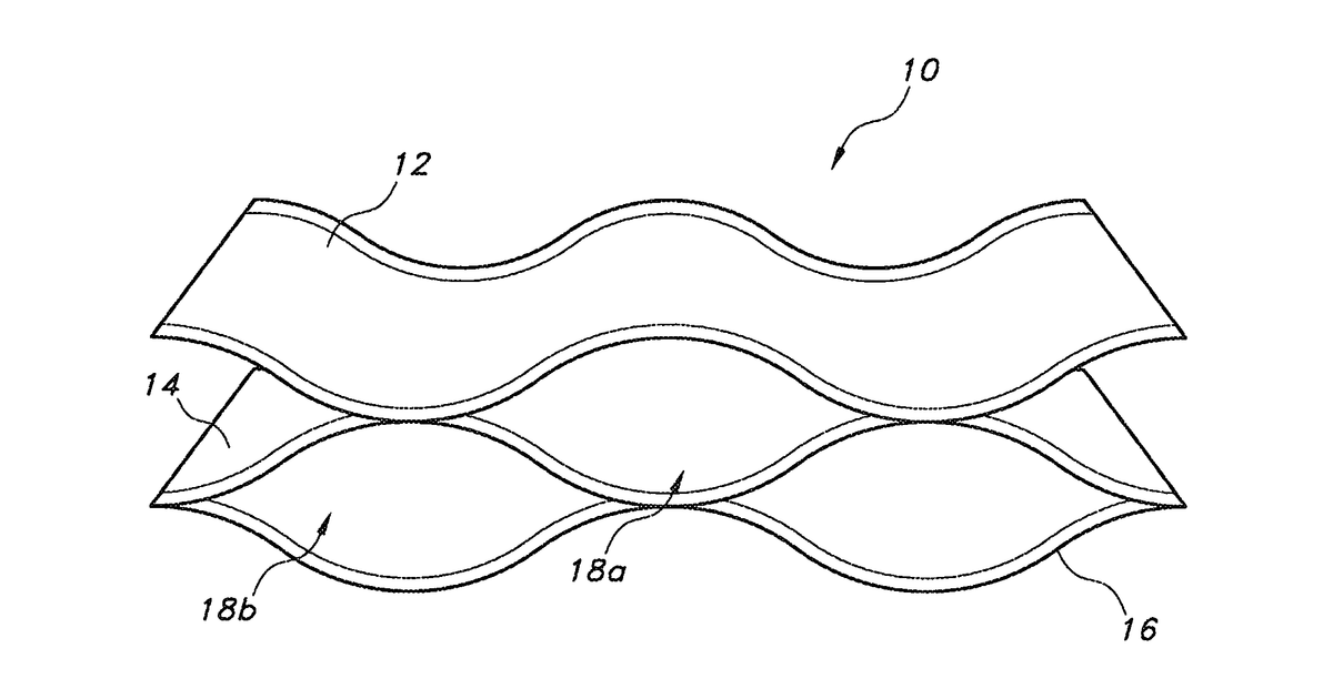 Patent drawing for Baffle constructs for insulative fill materials