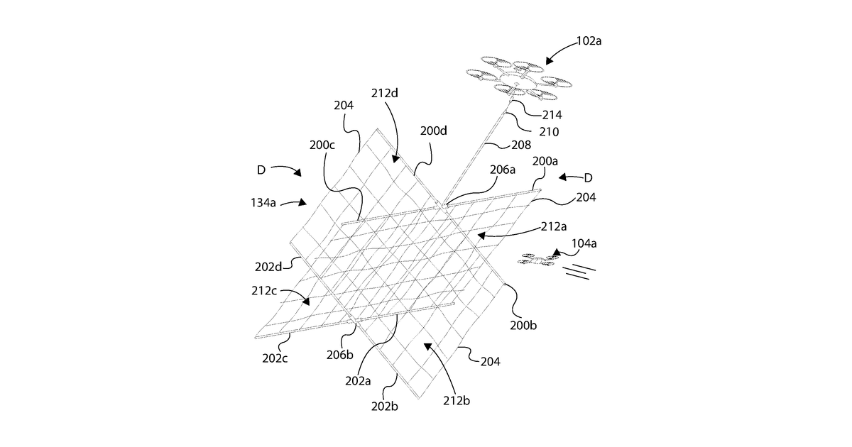 Patent drawing for Deployable aerial countermeasures for neutralizing and capturing target aerial vehicles