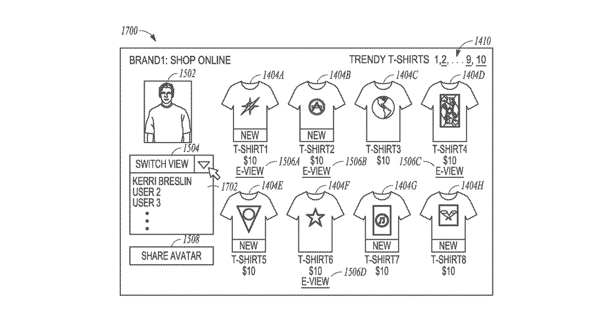 Patent drawing for Digital avatars in online marketplaces