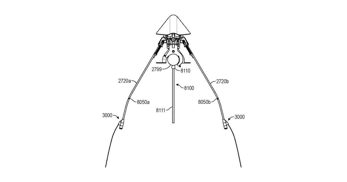 Patent drawing for Implements and application units having a fluid applicator with nozzles for placement of applications with respect to agricultural plants of agricultural fields