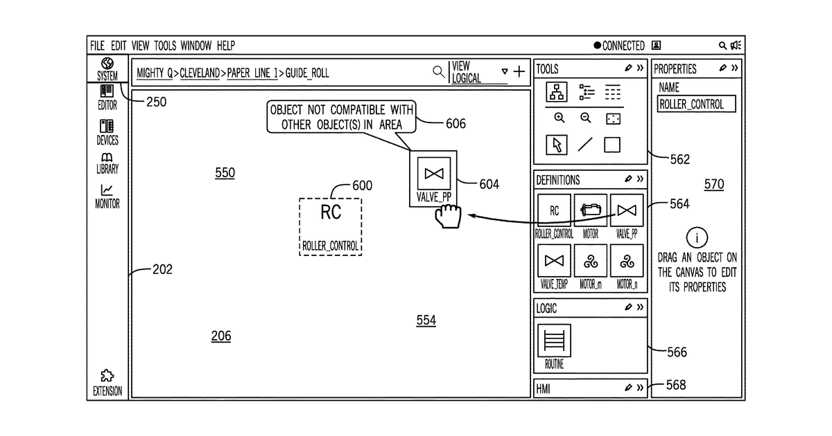 Patent drawing for System and method for industrial automation rules engine