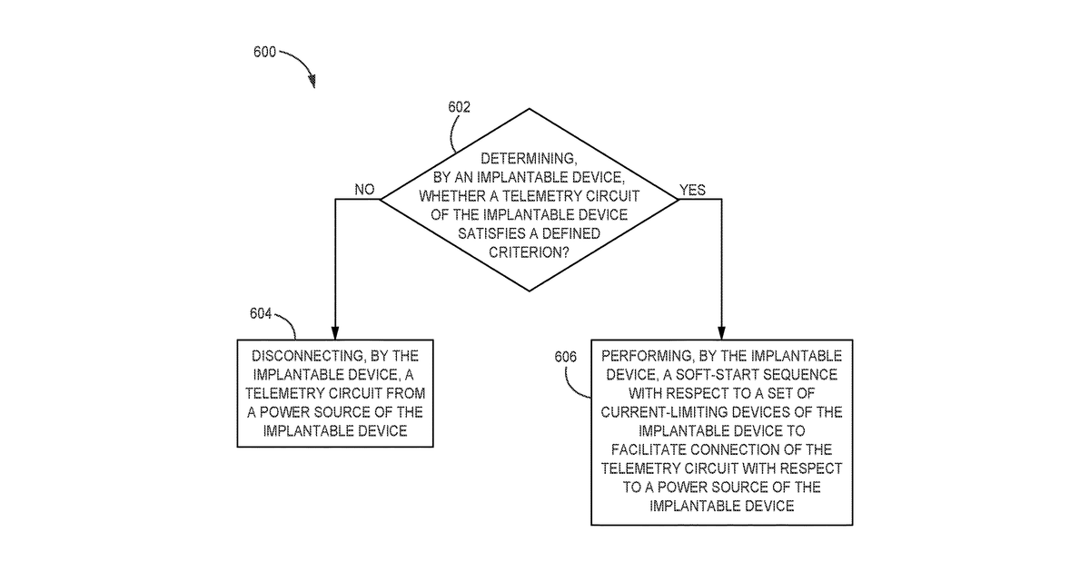 Patent drawing for Power management for an implantable device