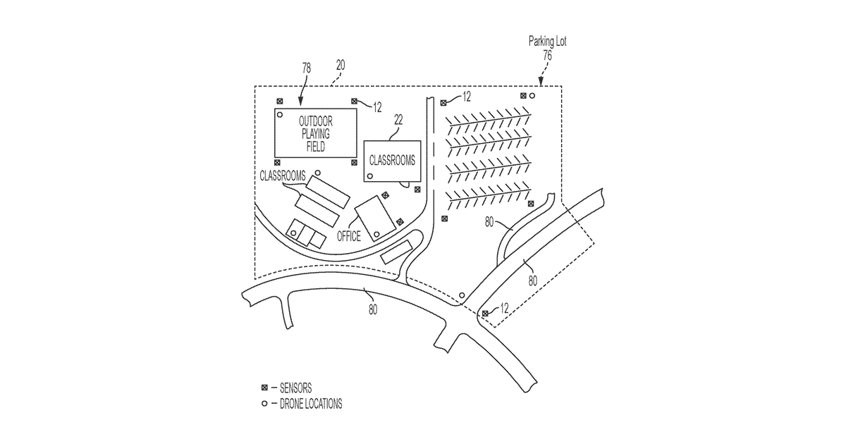 Patent drawing for Active shooter response drone